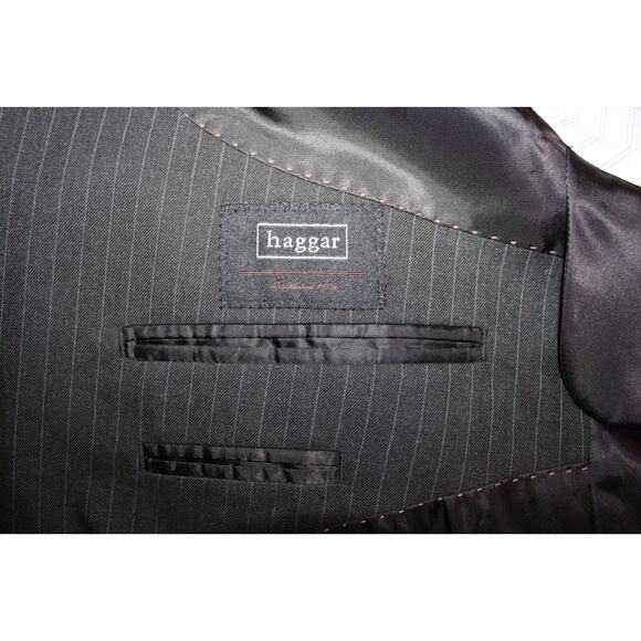 Haggar Men's Blazer Suit Jacket Black & Stripped Size 46L Classic Fit - Picture 5 of 11